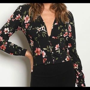 Floral black long sleeve